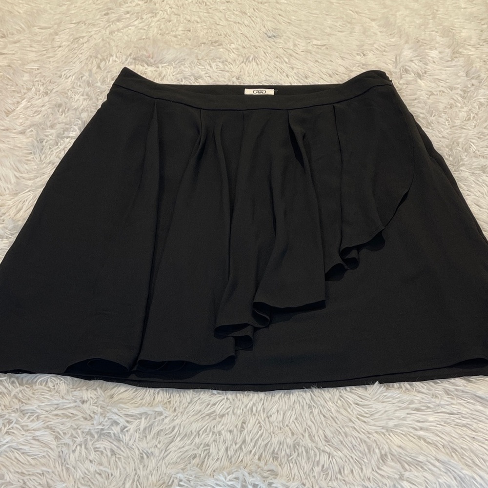 CATO RUFFLED ON FRONT Skirt BLACK SIZE 16 WOMENS